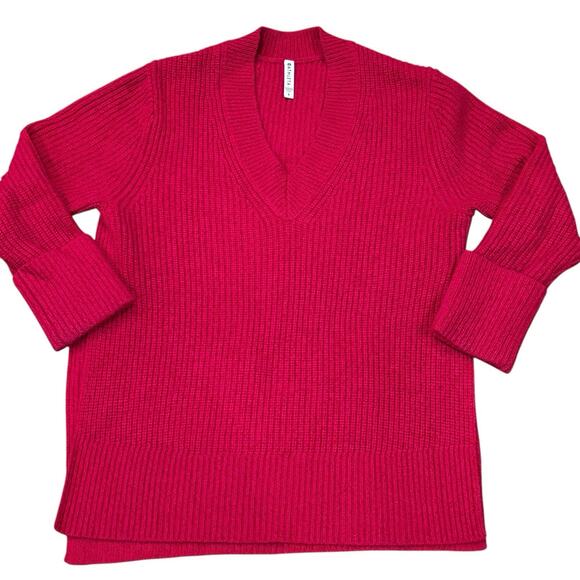 Athleta Shasta V-Neck Sweater Pink Size S Wool Blend Knitted Oversized Comfy - Picture 2 of 8
